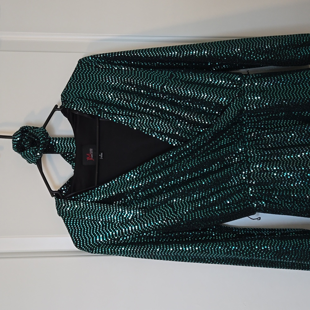 JM Studio Green Sequined Wrap Dress